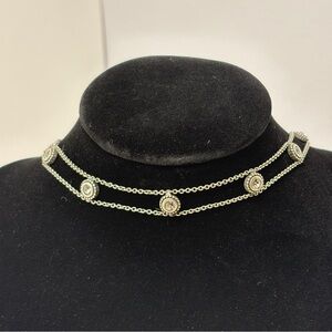Vintage Dior CD Crystal Station Choker Necklace Signed